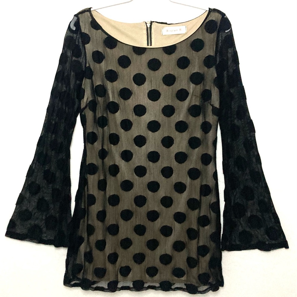Sophisticated Black Polka Dot Long Sleeve Dress